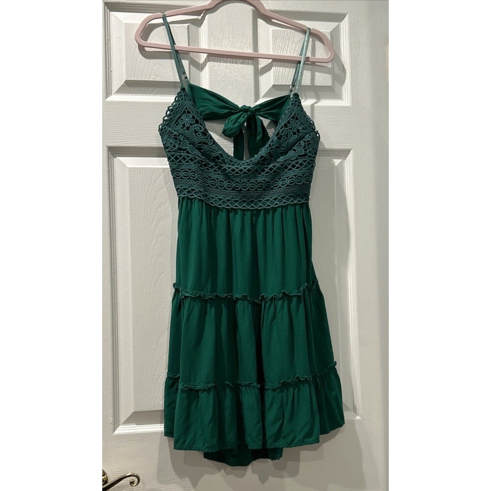 SHEIN Beautiful Green Knit And Crochet Lace Sundress Size L